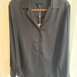 Quince Black Silk Button-Up Shirt